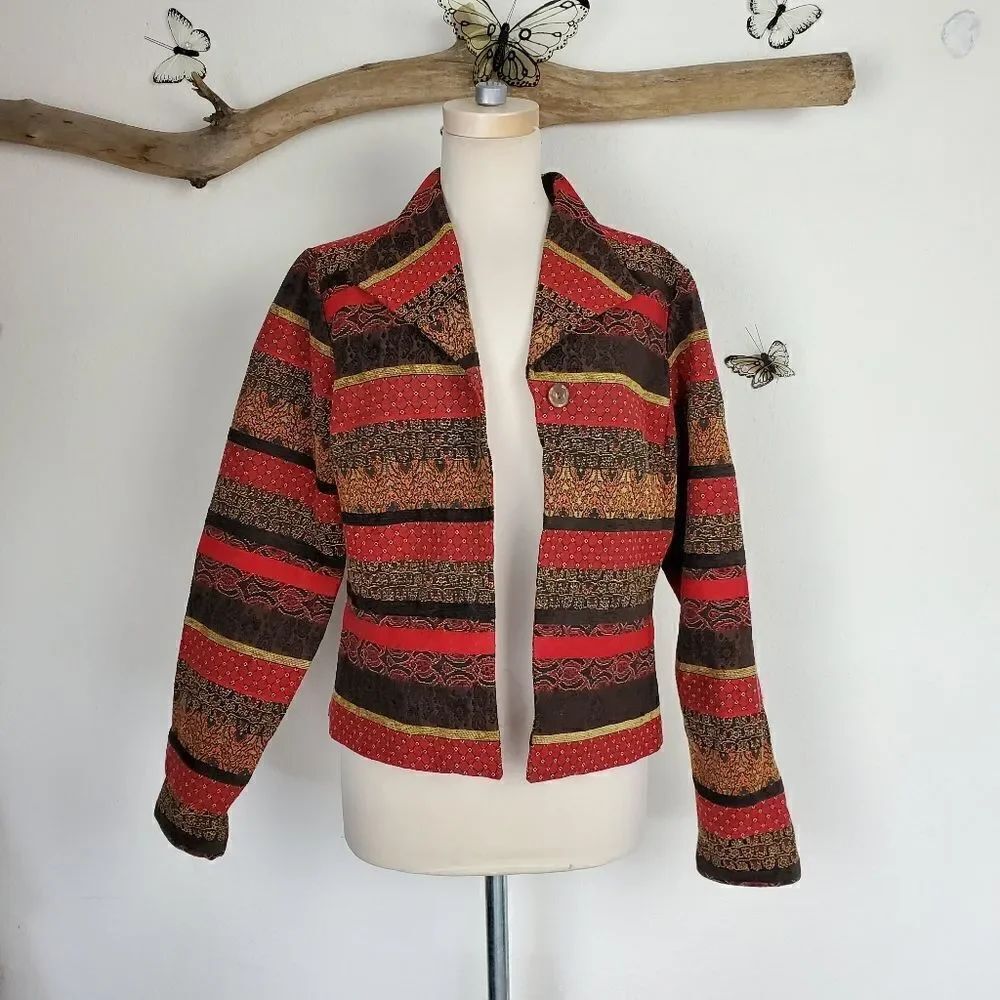 Coldwater creek colorful tapestry jacket